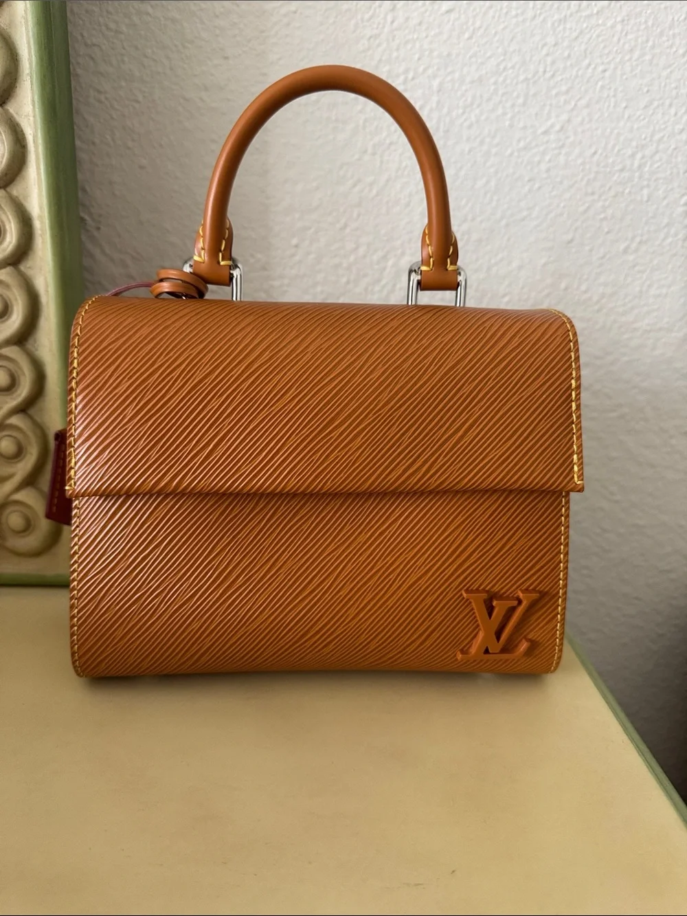 Louis Vuitton Brown Epi Leather Top Handle Satchel with Branded Strap